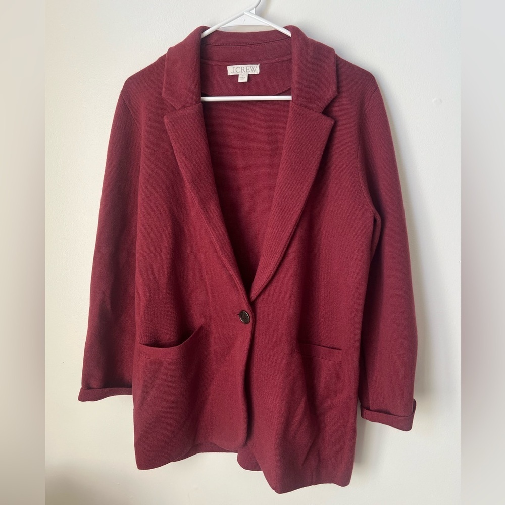 J. Crew Cecile Relaxed Sweater Blazer Knit Red - Women's Size Small